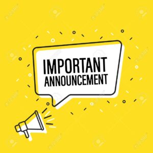 Male hand holding megaphone with Important Announcement speech bubble. Loudspeaker. Banner for business, marketing and advertising. Vector illustration.